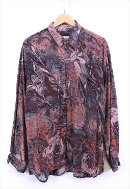 Vintage Patterned Shirt Long Sleeve Multicolour Button Up 