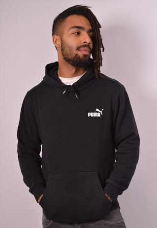 VINTAGE PUMA HOODIE JUMPER BLACK