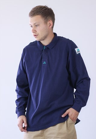 VINTAGE MENS ADIDAS EQUIPMENT LONG SLEEVE POLO SHIRT TOP