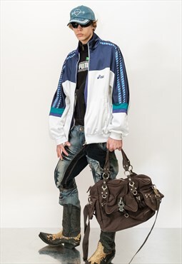 90's Vintage track /sports zip up track jacket in blue/white