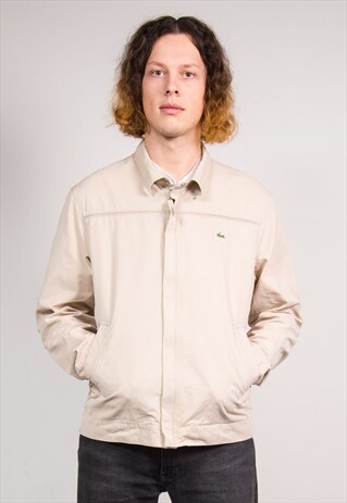 90'S VINTAGE BEIGE LACOSTE BOMBER STYLE JACKET