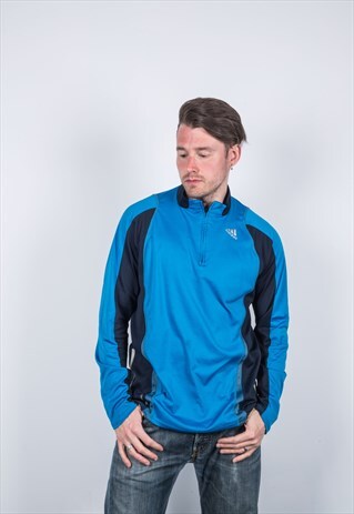 VINTAGE 1990S BLUE ADIDAS LONG-SLEEVED T-SHIRT