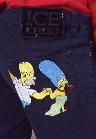 RARE VINTAGE ICEBERG NAVY THE SIMPSONS TROUSERS