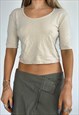 VINTAGE 90S TOP BASIC LONG SLEEVES BEIGE Y2K