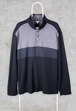 Vintage Calvin Klein Sweatshirt Striped Black Grey XL