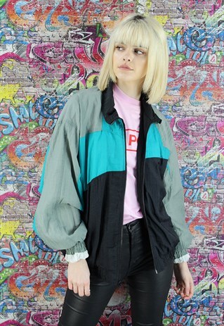 VINTAGE 90S SHELL JACKET/WINDBREAKER. UNISEX SPORTSWEAR.
