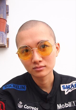 YELLOW LENS OCTAGON FRAME SUNGLASSES