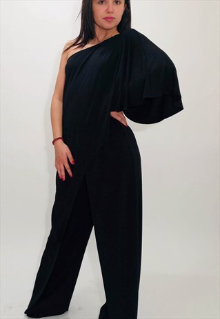 BLACK WOMEN'S JUMPSUIT BODYSUIT ROMPER OVERSIZED F1853