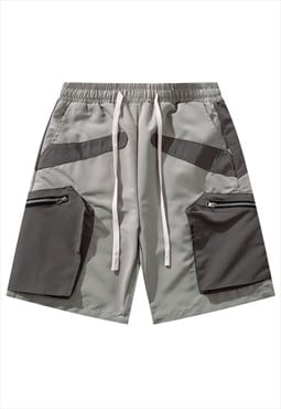 Cargo pocket utility shorts gorpcore crop pants in grey