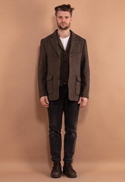 Vintage 90's Men Harris Tweed Blazer in Brown
