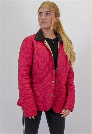VINTAGE BARBOUR QUILTED JACKET IN PINK UK 12
