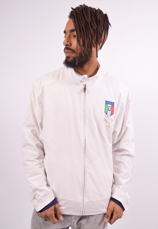 PUMA MENS VINTAGE ITALIA TRACKSUIT TOP JACKET XL WHITE 90S