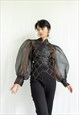 Kath- Puffy sleeves black organza top