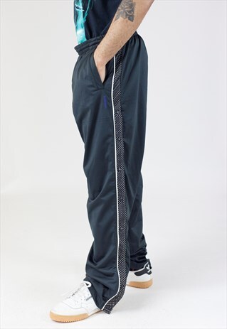 VINTAGE 90'S DIADORA BLACK BUTTON-OFF TRACKSUIT BOTTOMS