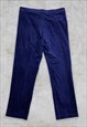 VINTAGE BLUE CORDUROY PANTS TROUSERS MADE IN ENGLAND W36 L29