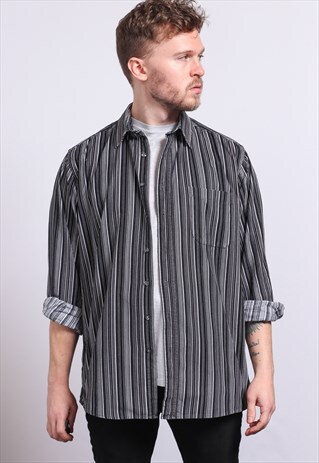 VINTAGE CORDUROY CORD STRIPED SHIRT