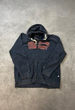 Polo Jeans Hoodie Zip Up with Embroidered Spell Out Logo