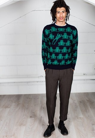 VINTAGE LEAPING FROG KNITTED UNISEX JUMPER