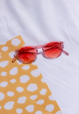 Transparent Pink Fine Classic Round Keyhole Sunglasses