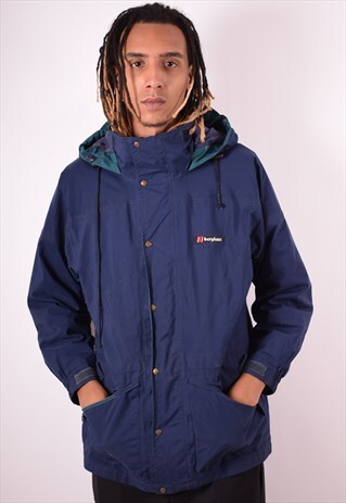 BERGHAUS MENS VINTAGE JACKET MEDIUM BLUE 90S