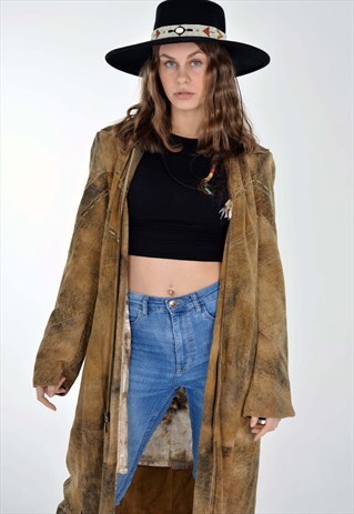 VINTAGE 90'S REAL SUEDE LEATHER LONG JACKET COAT