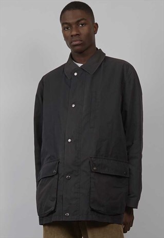 VINTAGE WASHED BLACK BURBERRY OVERCOAT