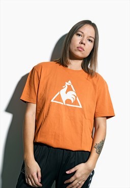 Le Coq Sportif orange vintage t-shirt women 90s tee Y2K 00s