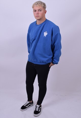 VINTAGE 90'S BLUE YETTI USA SWEATER SIZEX LARGE