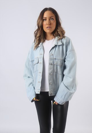 VINTAGE DENIM JACKET OVERSIZED FITTED UK 14 LARGE (GBCL)