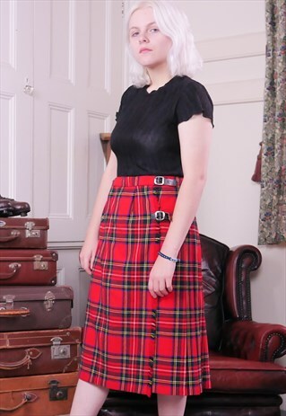 RED TARTAN VINTAGE 80S SKIRT KILT