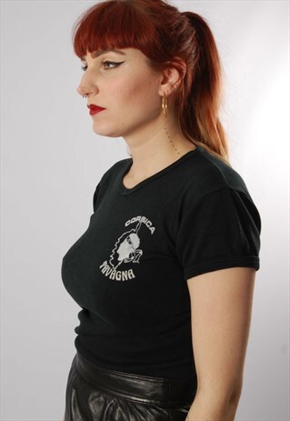VINTAGE 70'S BLACK CORSICA LOGO T SHIRT