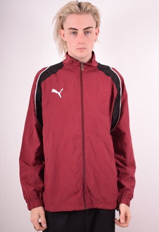 PUMA MENS VINTAGE TRACKSUIT TOP JACKET MEDIUM MAROON 90S