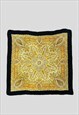 70's Vintage Black Yellow Paisley Print Ladies Satin Scarf