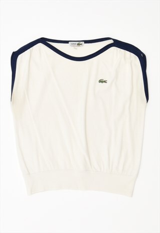 VINTAGE LACOSTE CROP VEST TOP WHITE