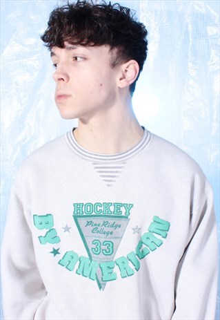 VINTAGE BY AMERICAN GREY AND GREEN GRAPHIC SWEATSHIRT