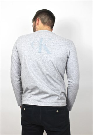 90'S GREY RARE SPELL-OUT LONG-SLEEVE TOP