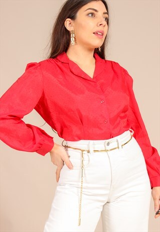 VINTAGE 80S BLOUSE IN RED POLKA DOT