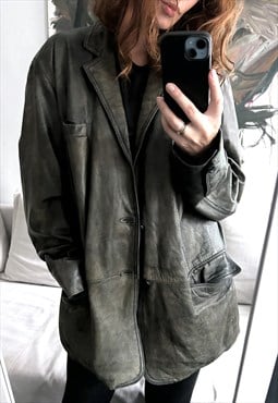 Vintage 80s Faded Real Leather Jacket - Large 