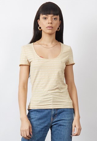 RARE VINTAGE 90'S ARMANI LOGO PRINT MATTE GOLD TOP