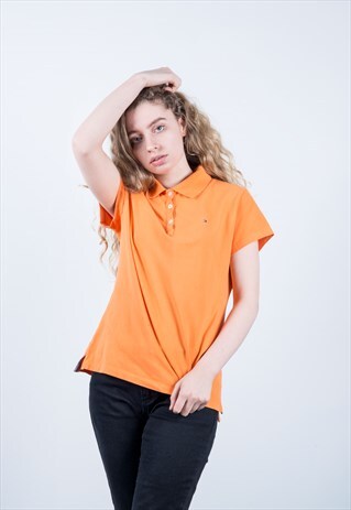 VINTAGE 1990S ORANGE TOMMY HILFIGER POLO SHIRT