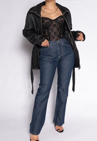 FADED BLACK VINTAGE LEATHER TRENCH JACKET