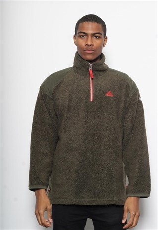 VINTAGE ADIDAS LOGO 1/4 ZIP FLEECE GREEN
