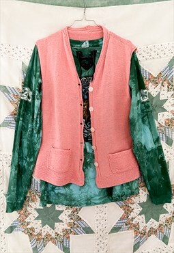 Vintage 90's Pink Sleeveless Knit Cardigan - S/M