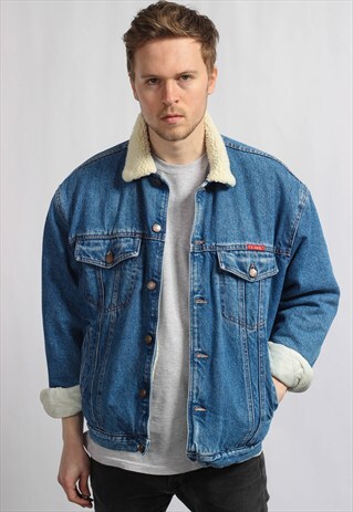 VINTAGE DENIM FLEECE SHERPA JACKET