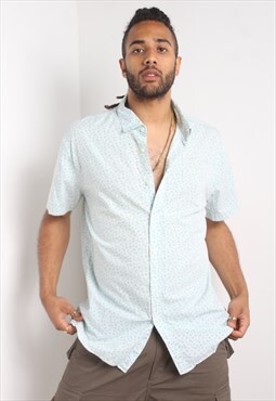 Vintage Abstract Crazy Patterned Festival Shirt Blue