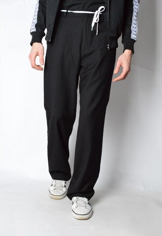 VINTAGE 90S BLACK MINIMALIST CALVIN KLEIN WOOL BLEND PANTS