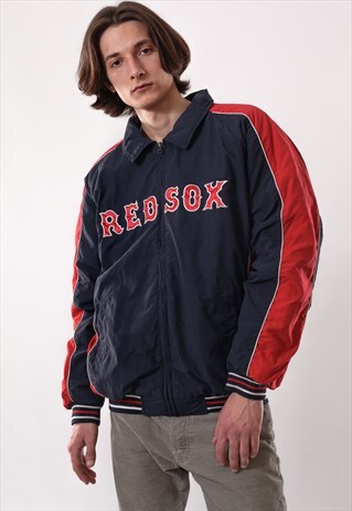 VINTAGE MENS RED SOX MLB BIG LOGO WINDBREAKER JACKET