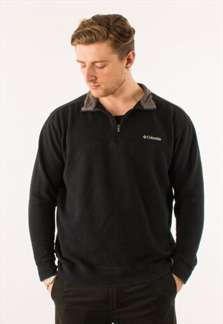 VINTAGE BLACK COLUMBIA QUARTER ZIP SWEATSHIRT XL
