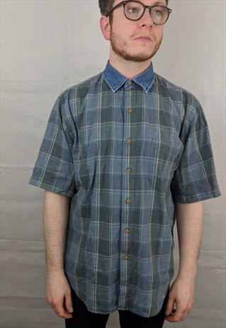VINTAGE CHECK SHIRT DENIM COLLAR