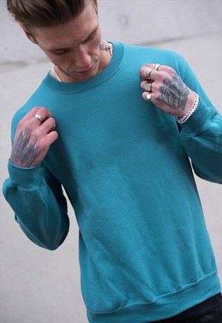 ESSENTIAL BLANK JUMPER PULLOVER SWEATER - HAWAIIAN SKY BLUE